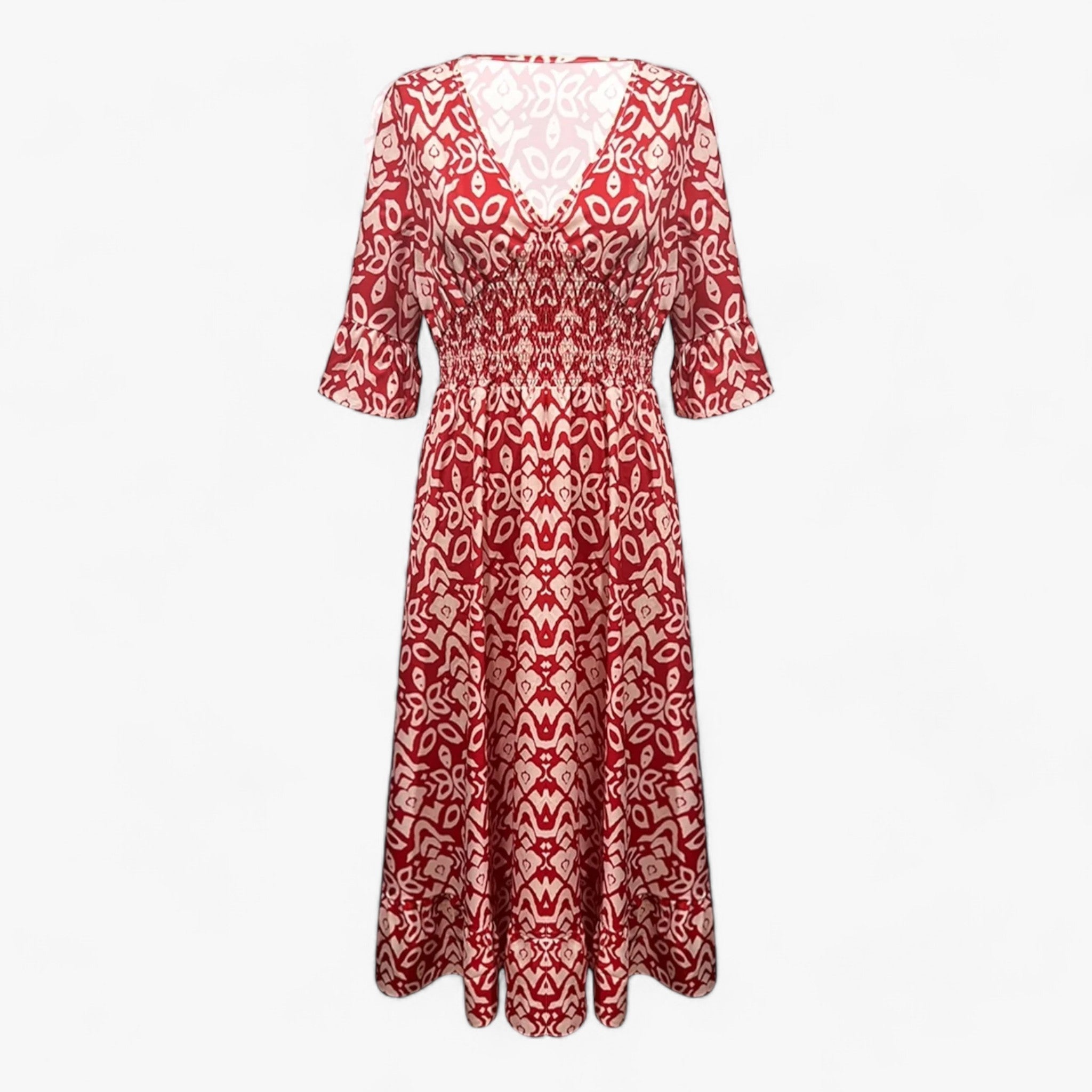 Großes Florales V-Ausschnitt-Kleid - Perfekt für Strandurlaube