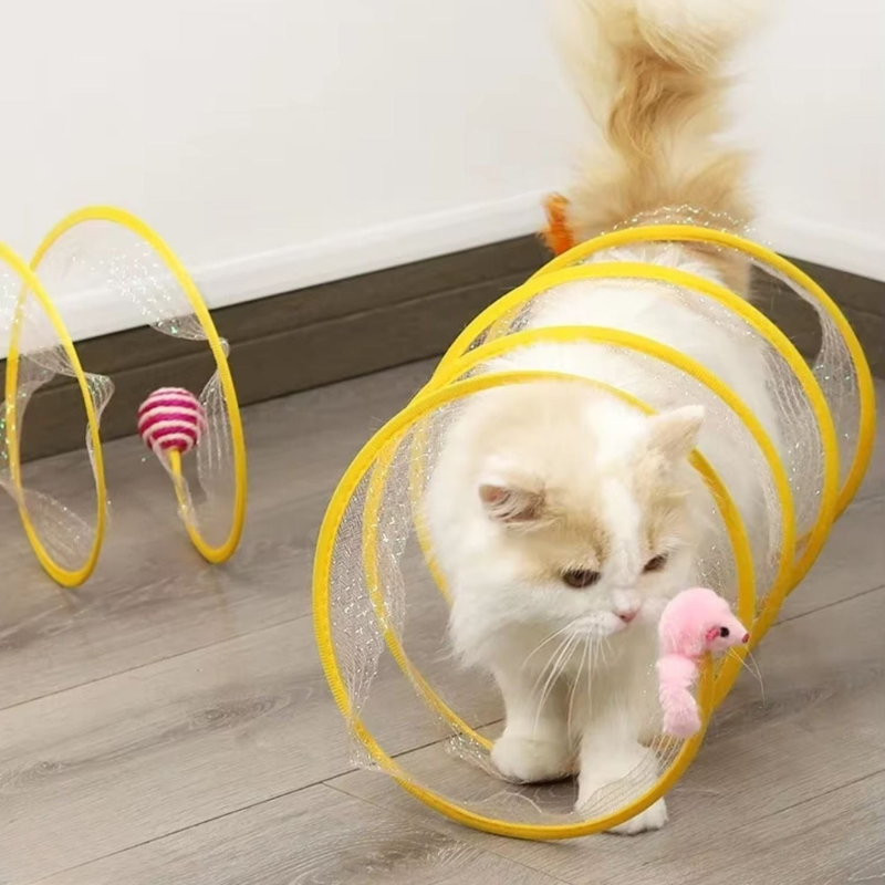 KittyMaze™ | Faltbarer Katzentunnel mit integrierten Spielzeugen