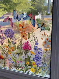 BloomLite™ - Floraler Nachbarschaftsfensteraufkleber mit bunten Blumen