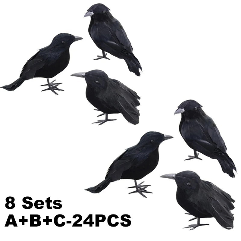 Accessoires Halloween Corbeau Noir | Décoration Halloween Effrayante Simulation Oiseau Fantôme