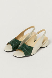 Clara | Elegante Slingback Sandals mit Kroko-Optik und Blockabsatz