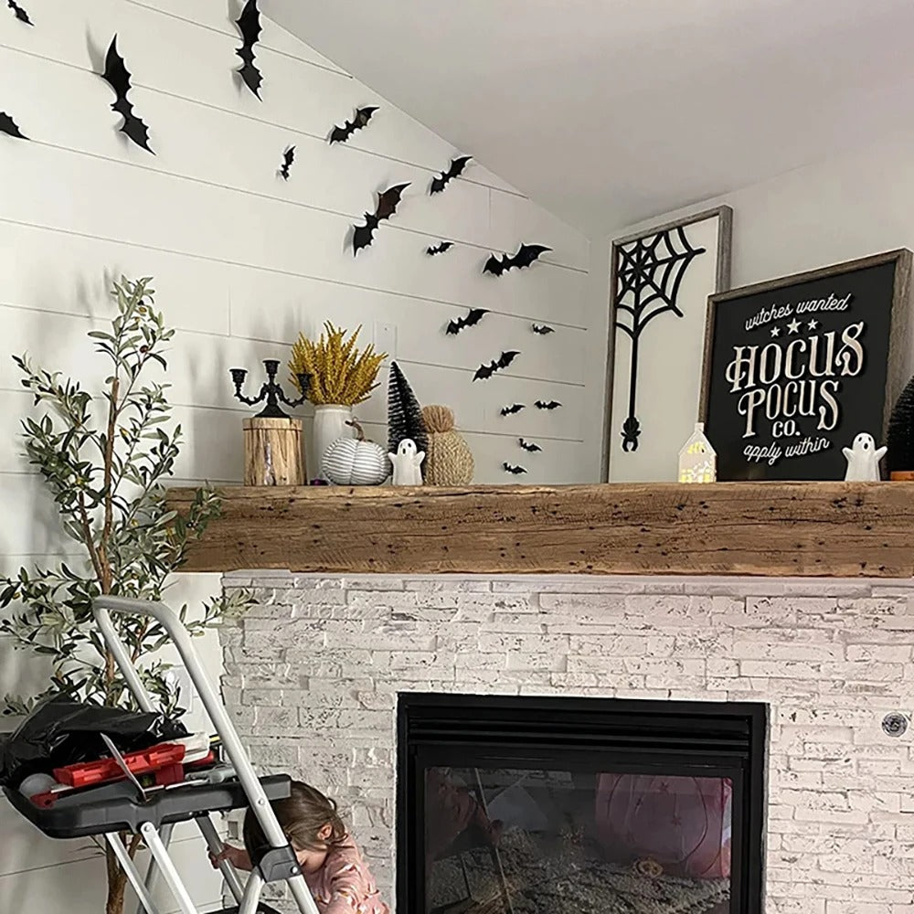 Décorations de Chauves-souris Halloween | Autocollants Muraux PVC 3D