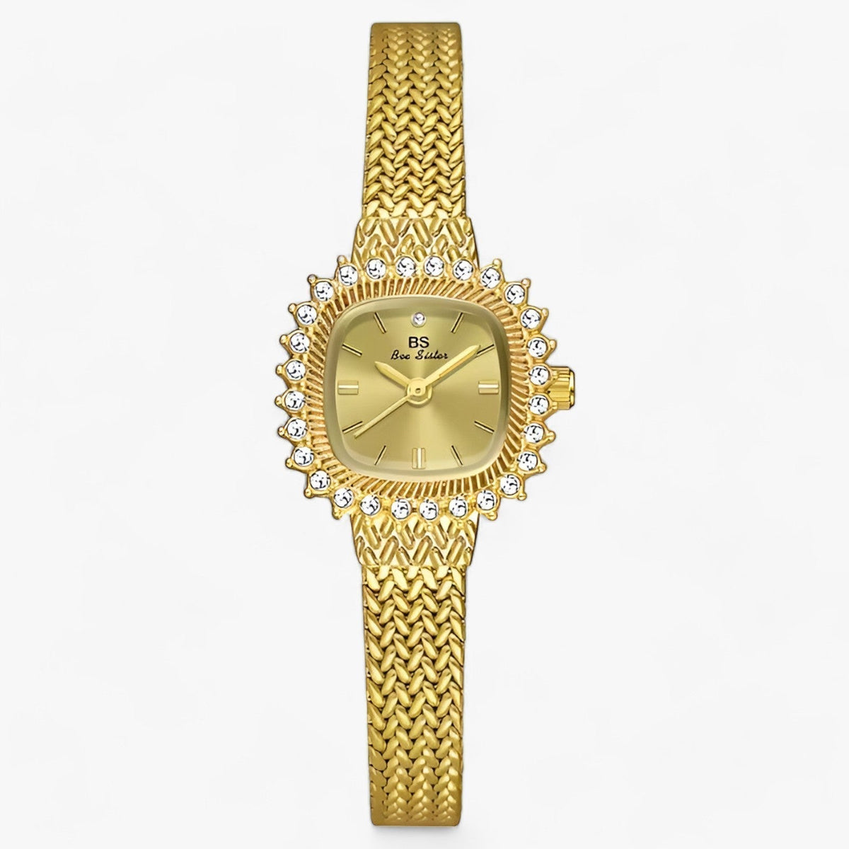 Goldenes Mesh | Glamour-Uhr - Glänzende Raffinesse