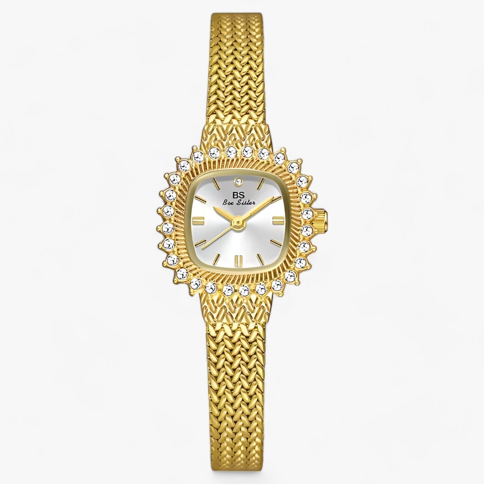 Goldenes Mesh | Glamour-Uhr - Glänzende Raffinesse