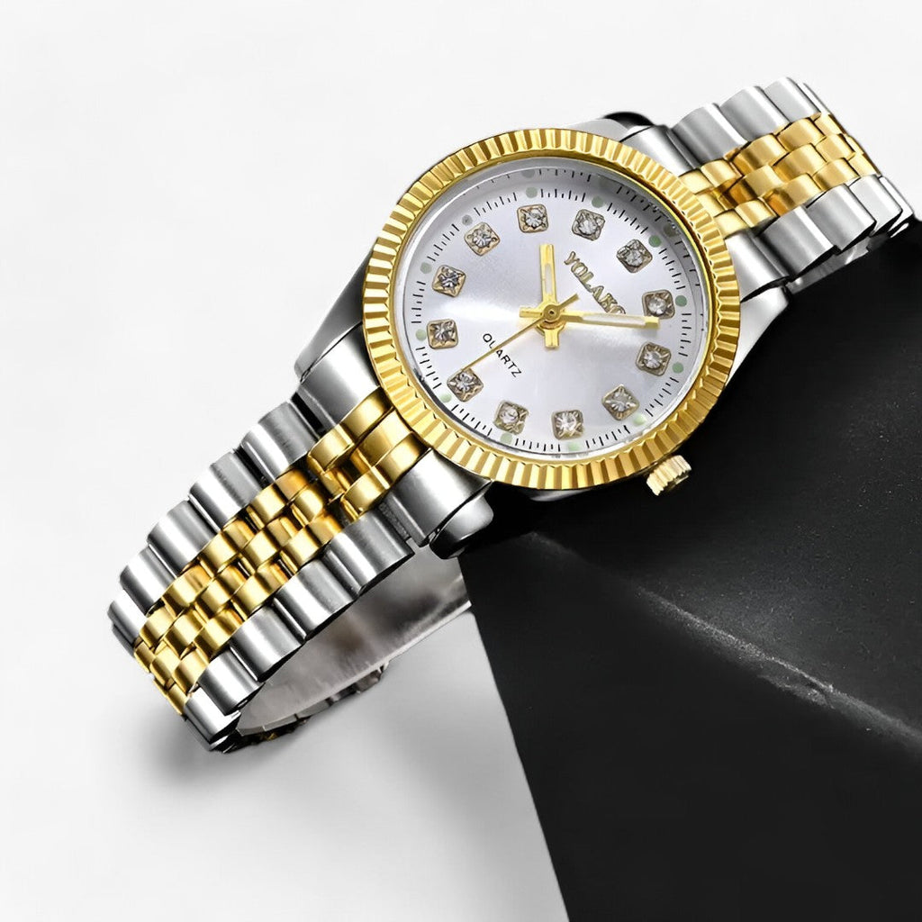 Runde Gold-Armbanduhr - Modisches und funktionales Accessoire