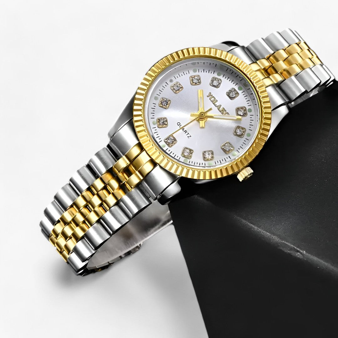 Runde Gold-Armbanduhr - Modisches und funktionales Accessoire