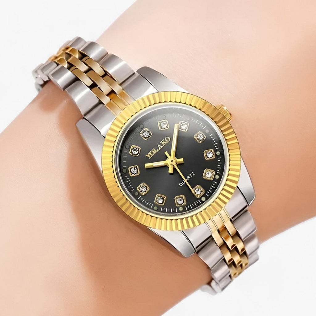 Runde Gold-Armbanduhr - Modisches und funktionales Accessoire