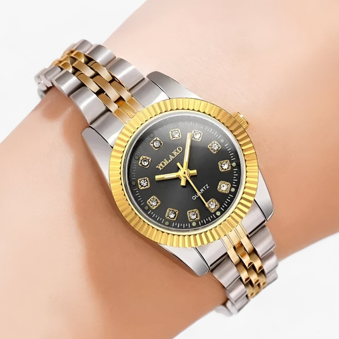 Runde Gold-Armbanduhr - Modisches und funktionales Accessoire