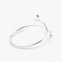 Silberarmband Bangle mit Grünem Blatt - Naturinspirierte Eleganz