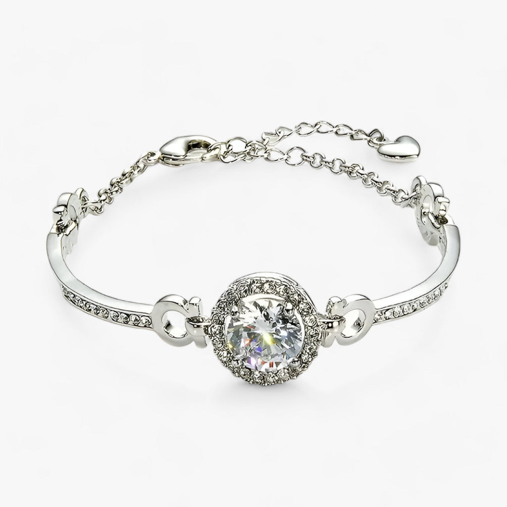 Kristallglanz | Platinbeschichtetes Kupferarmband - Elegantes Funkeln