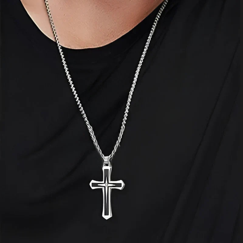 Männer Bicolor Edelstahlkreuzkette - Strapazierfähiges und stilvolles Accessoire