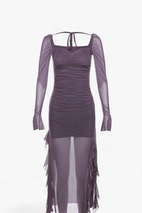Rüschen Midi Kleid - Anmutig & Trendig