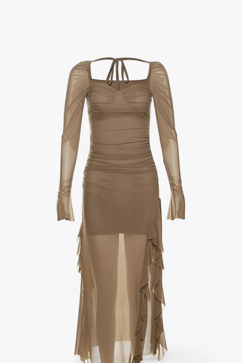 Rüschen Midi Kleid - Anmutig & Trendig