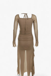 Rüschen Midi Kleid - Anmutig & Trendig