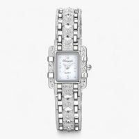 Armbanduhr mit Rechteckigem Zifferblatt und Kristallen - Modisch und Elegant für Frauen