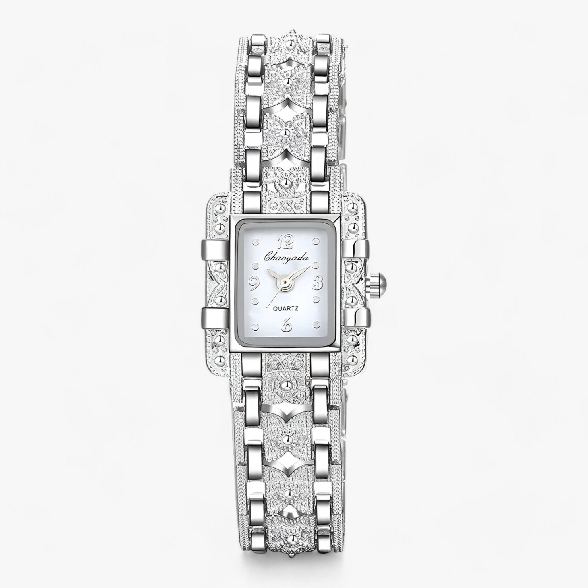 Armbanduhr mit Rechteckigem Zifferblatt und Kristallen - Modisch und Elegant für Frauen