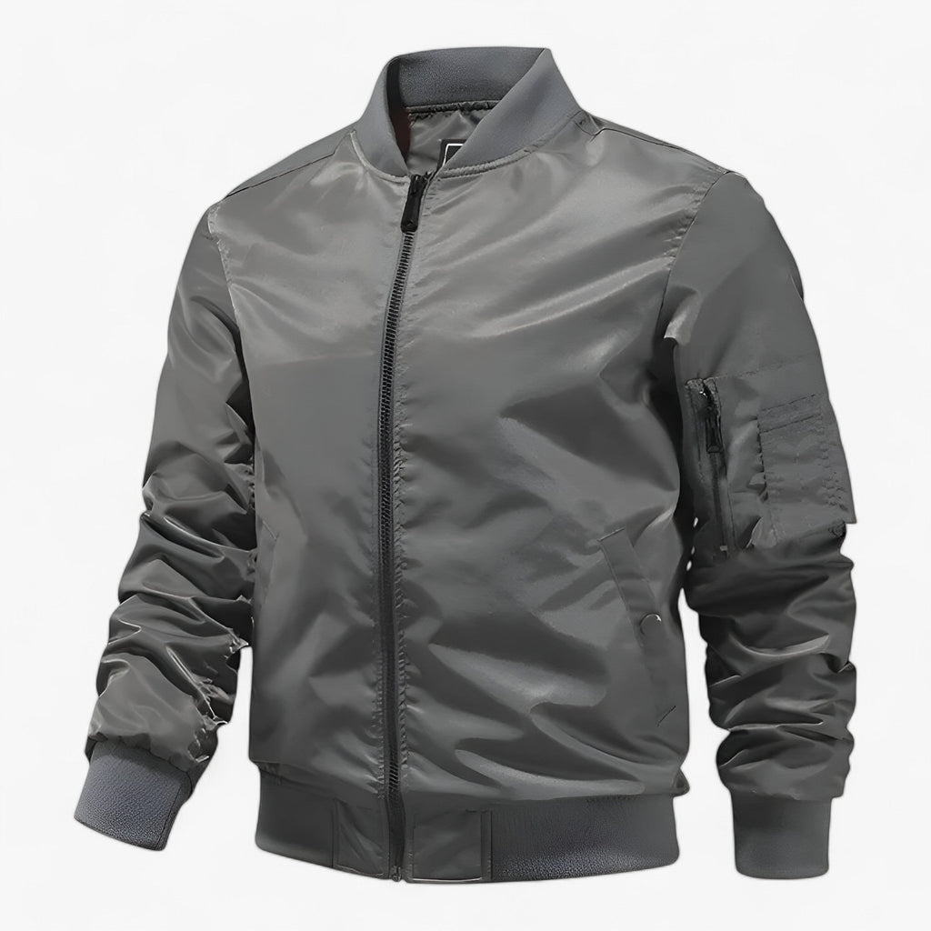 Aero | Pilotjacke für Herren – Stehkragen Fliegerjacke Einfarbig