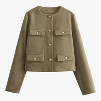Crop-Jacke aus Tweed - Elegante Fransen-Details für den Herbst
