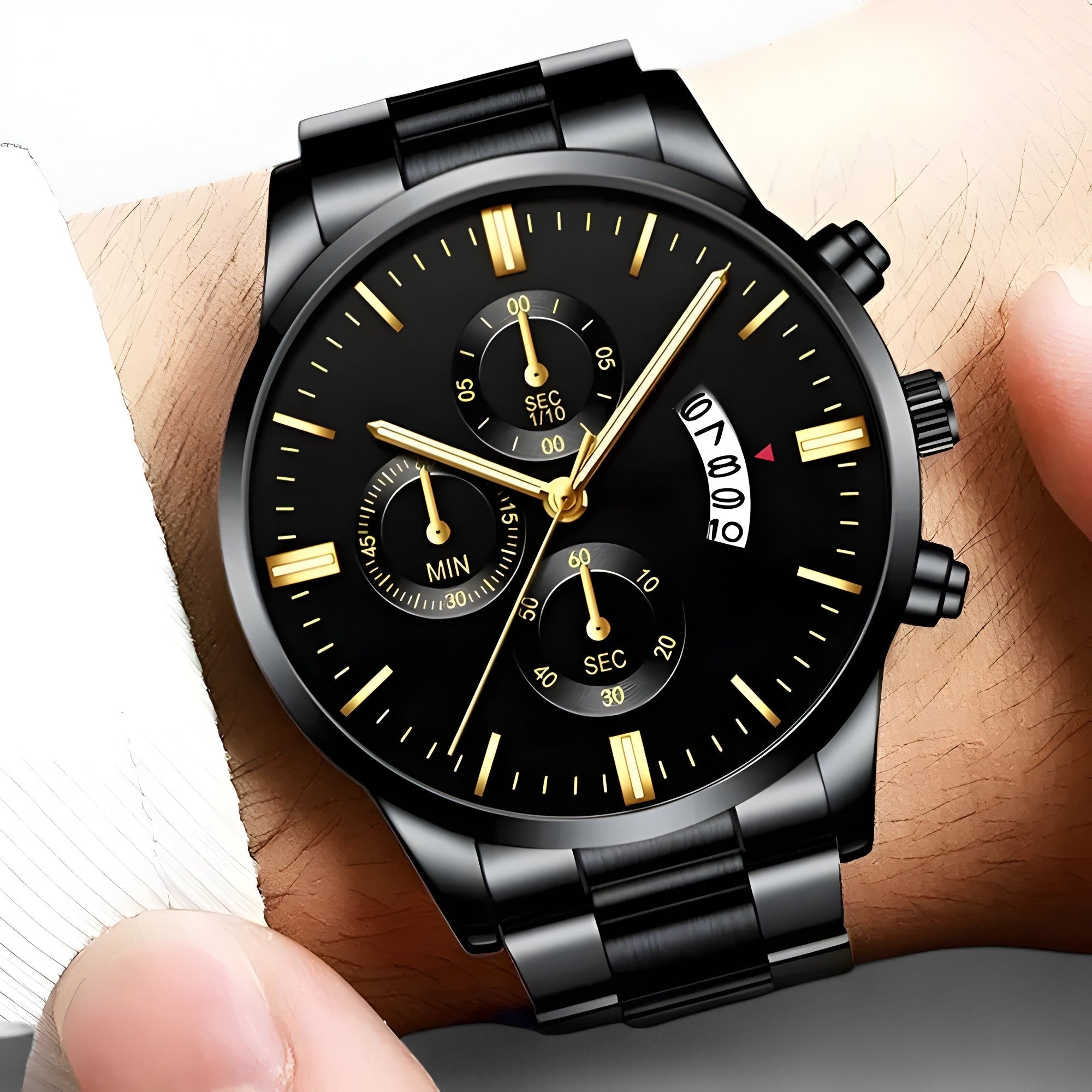 Magnus | Elegante schwarze Quarz Uhr - Stilvolle Zeitmessung für den modernen Lebensstil