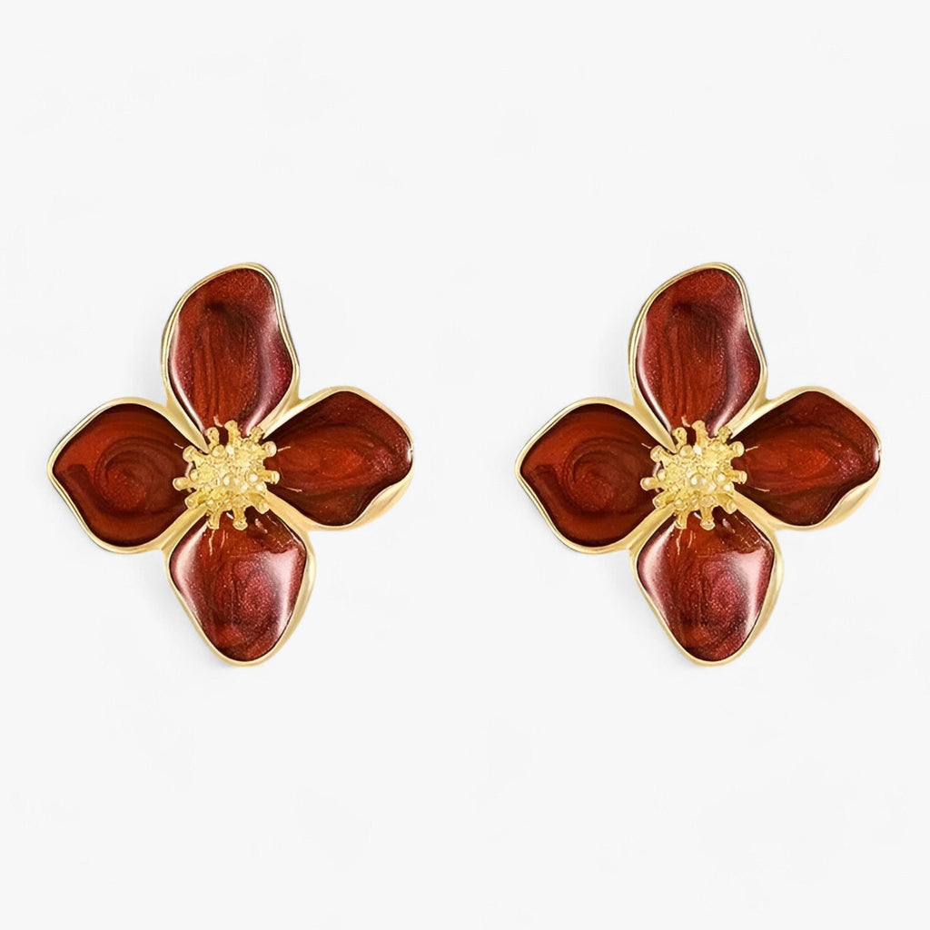 Rote Blumenohrringe – Retro-Luxus-Elegant
