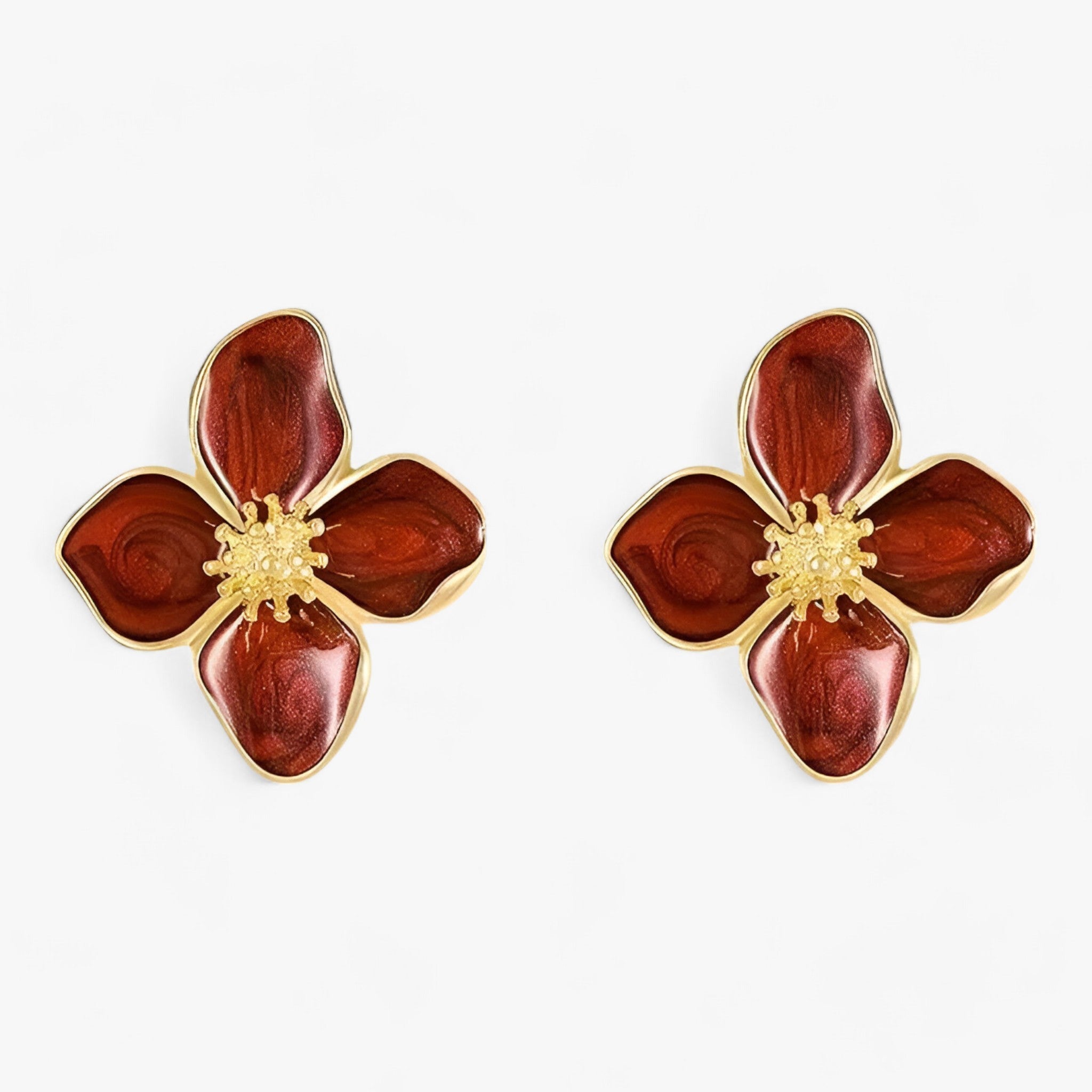 Rote Blumenohrringe – Retro-Luxus-Elegant