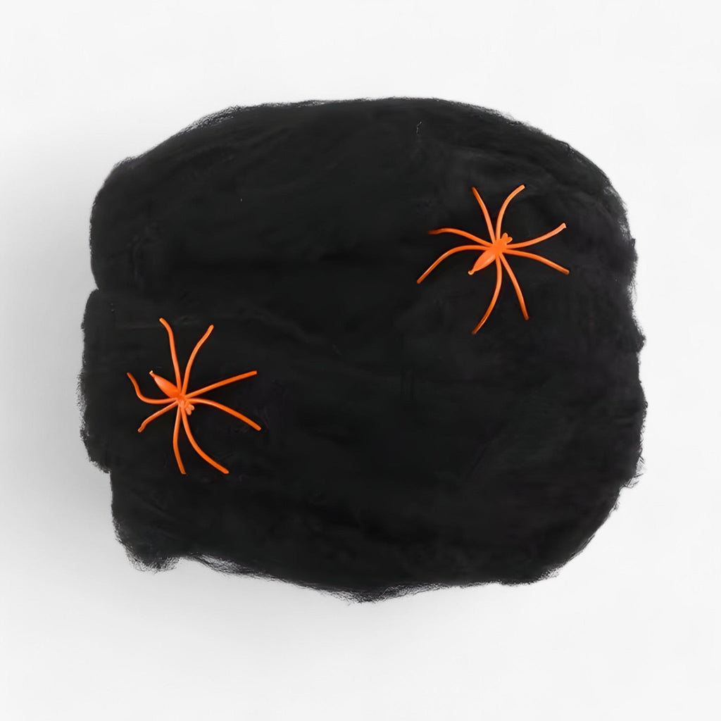 Halloween-Webennetz - Dehnbares Spinnennetz und Spinnen für düstere Party-Accessoires