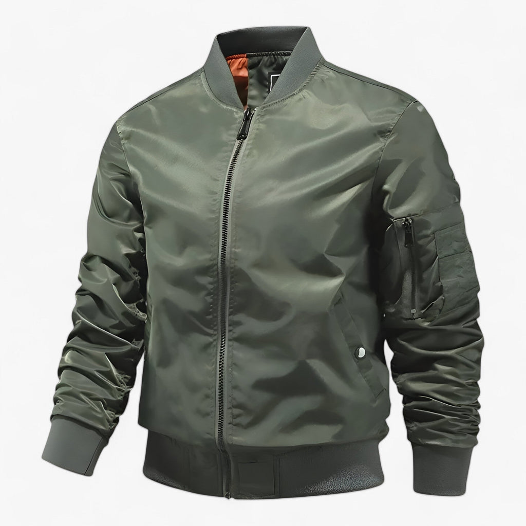 Aero | Pilotjacke für Herren – Stehkragen Fliegerjacke Einfarbig