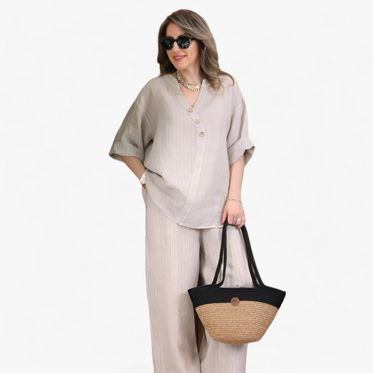 Damen Freizeit Baumwoll-Leinen Set - Ultimativer Komfort & Stil