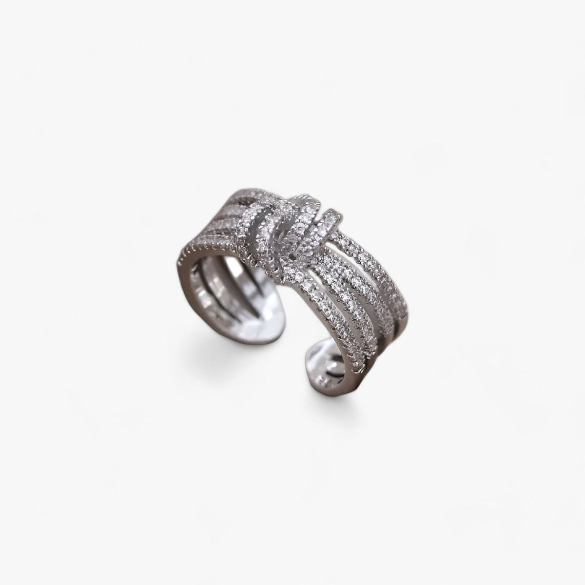 14K Vergoldeter Zirkonia-Ring - Elegantes Offenes Design