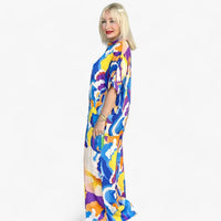 Damen Bunter Bedruckter V-Ausschnitt Anzug - Mutiger Stil & Komfort