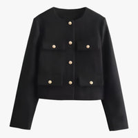 Crop-Jacke aus Tweed - Elegante Fransen-Details für den Herbst