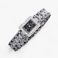 Armbanduhr mit Rechteckigem Zifferblatt und Kristallen - Modisch und Elegant für Frauen