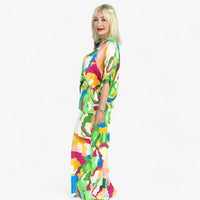 Damen Bunter Bedruckter V-Ausschnitt Anzug - Mutiger Stil & Komfort