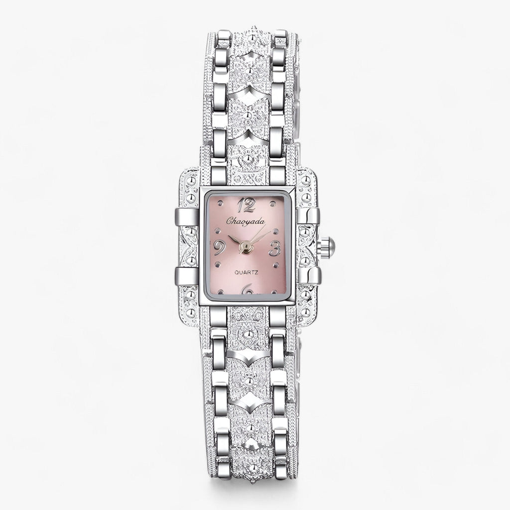 Armbanduhr mit Rechteckigem Zifferblatt und Kristallen - Modisch und Elegant für Frauen