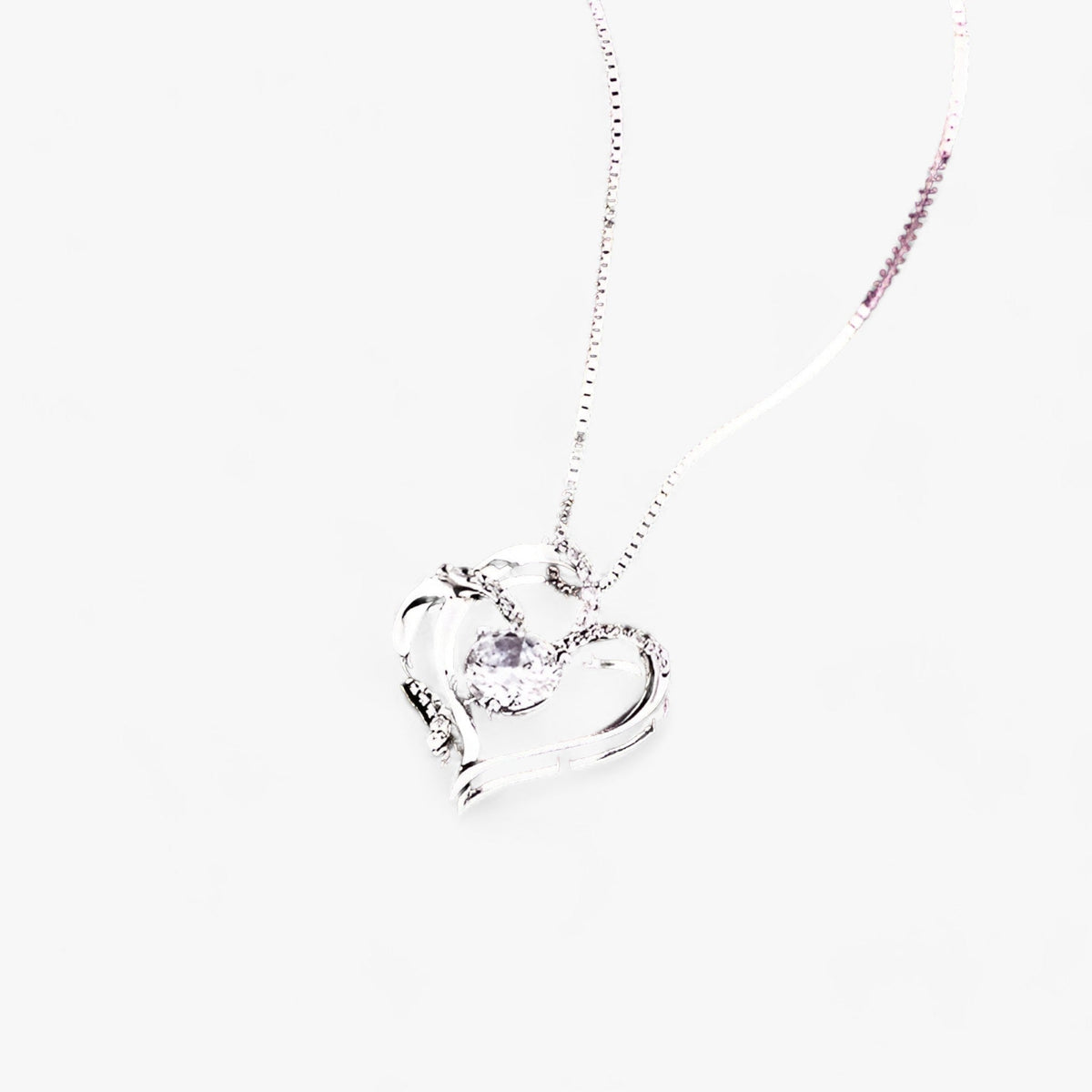 Elegante Herz-Zirkonia-Halskette mit luxuriöser Rosen-Geschenkbox