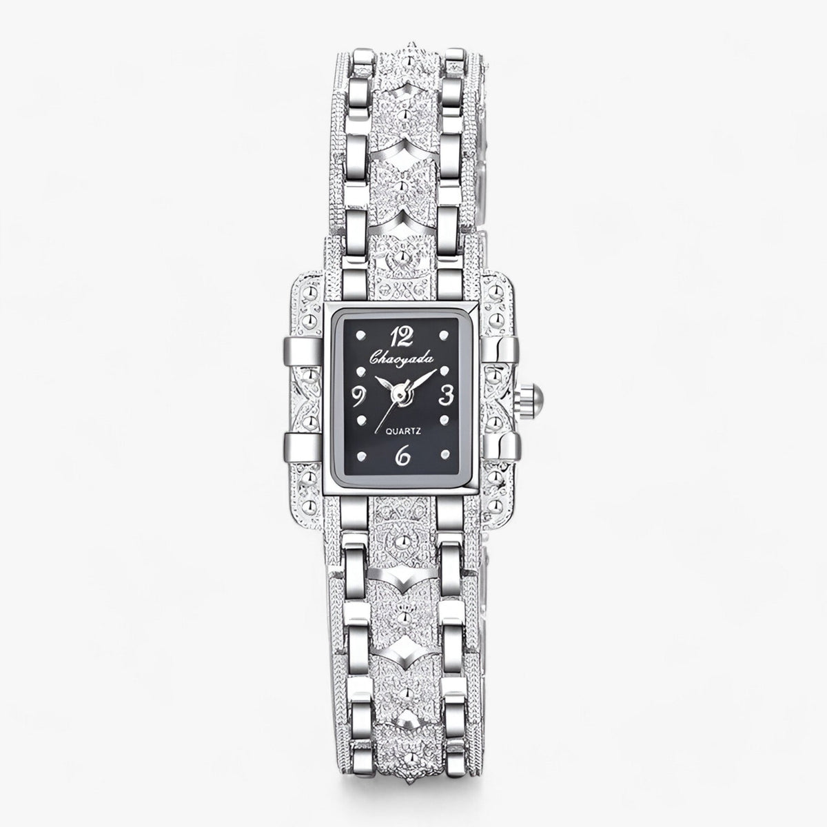 Armbanduhr mit Rechteckigem Zifferblatt und Kristallen - Modisch und Elegant für Frauen