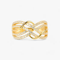 Goldene Kreuzringe - Elegantes Mehrfachband-Design