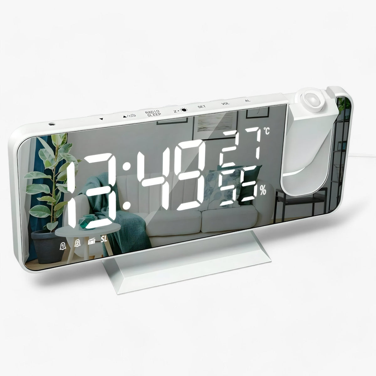 Intelligenter Wecker - FM-Radio & LED-Display mit 180° Uhrprojektion