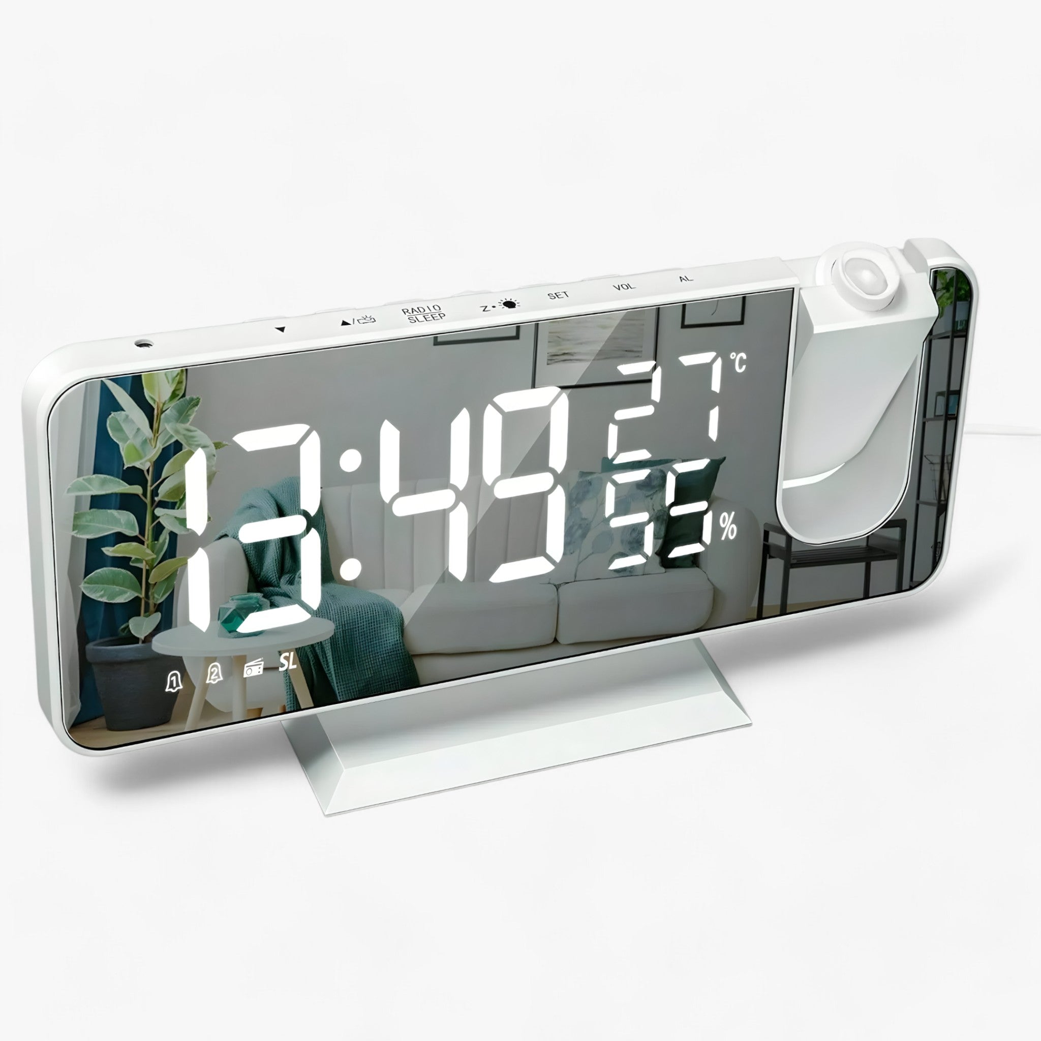 Intelligenter Wecker - FM-Radio & LED-Display mit 180° Uhrprojektion