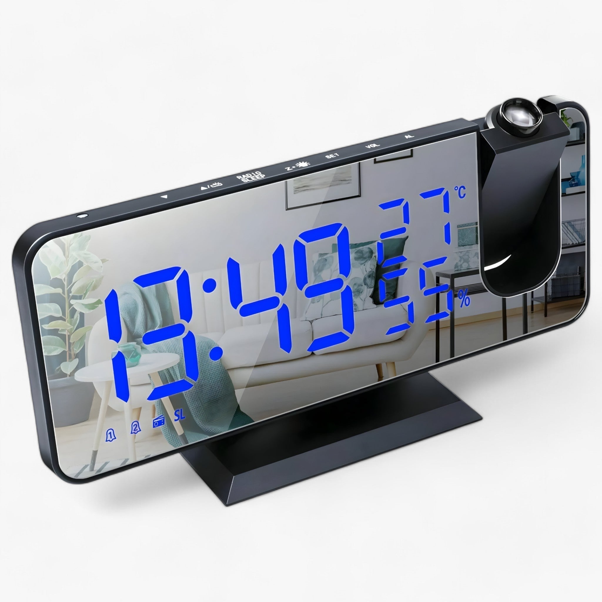 Intelligenter Wecker - FM-Radio & LED-Display mit 180° Uhrprojektion