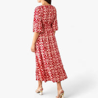 Großes Florales V-Ausschnitt-Kleid - Perfekt für Strandurlaube
