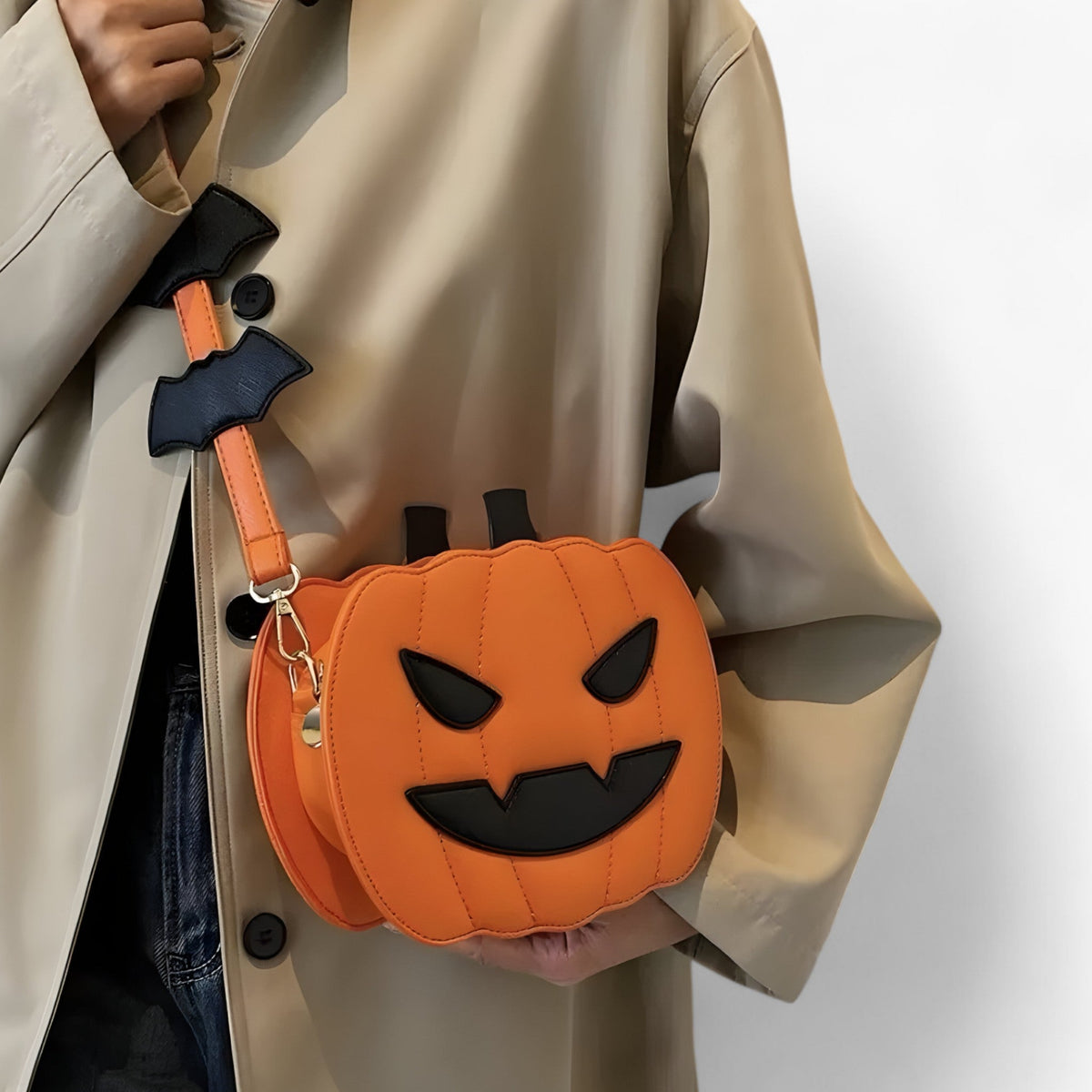 Kürbistasche mit teuflischen Augen - Transporttasche für Süßigkeiten und mehr für Halloween