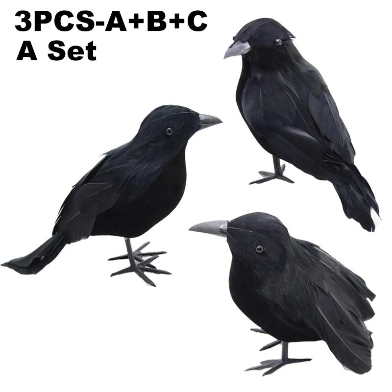 Accessoires Halloween Corbeau Noir | Décoration Halloween Effrayante Simulation Oiseau Fantôme