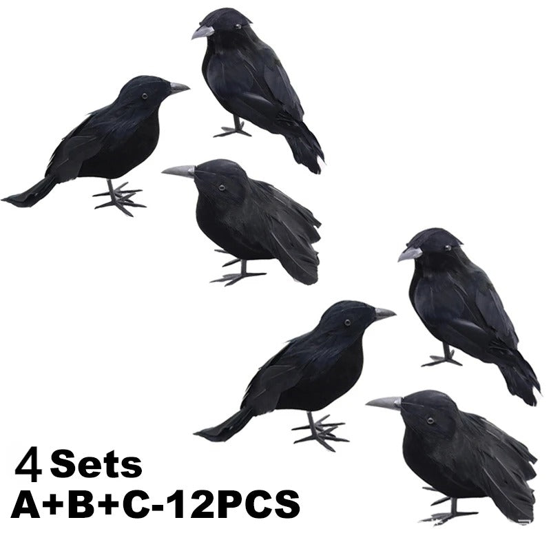Accessoires Halloween Corbeau Noir | Décoration Halloween Effrayante Simulation Oiseau Fantôme
