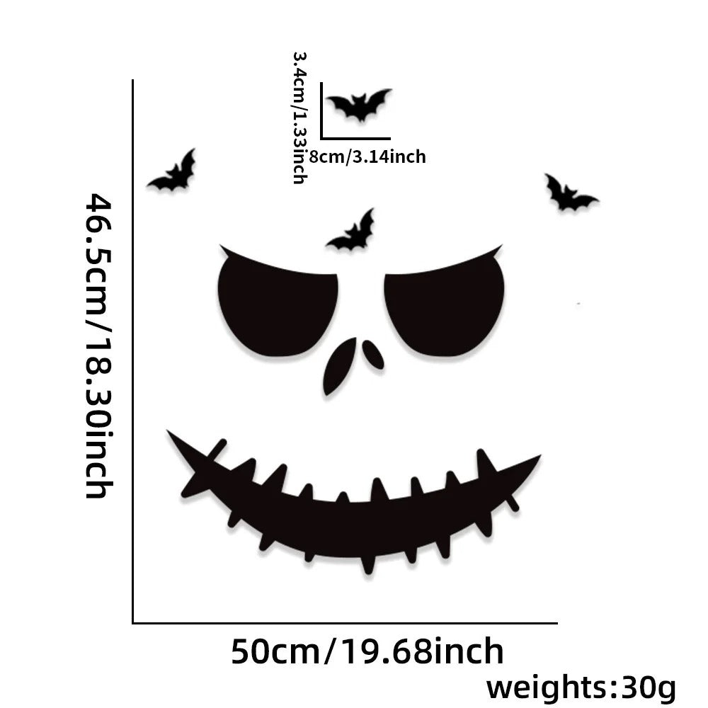 Autocollants Décorations Halloween | Main Squelette Citrouille Chapeau de Sorcière et Fantôme pour Fenêtre et Porte
